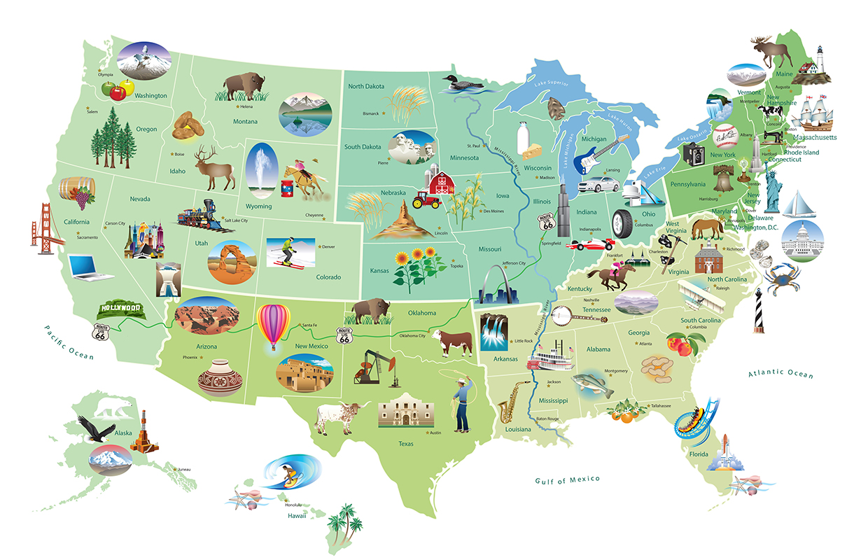 Us Map With Landmarks Images and Photos finder